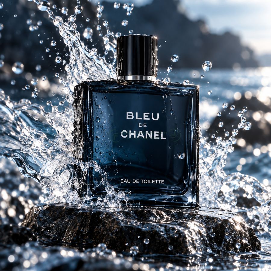 Thiết kế dầu thơm Bleu de Chanel EDT đơn giản nhưng sang trọng với đường góc cạnh mạnh mẽ
