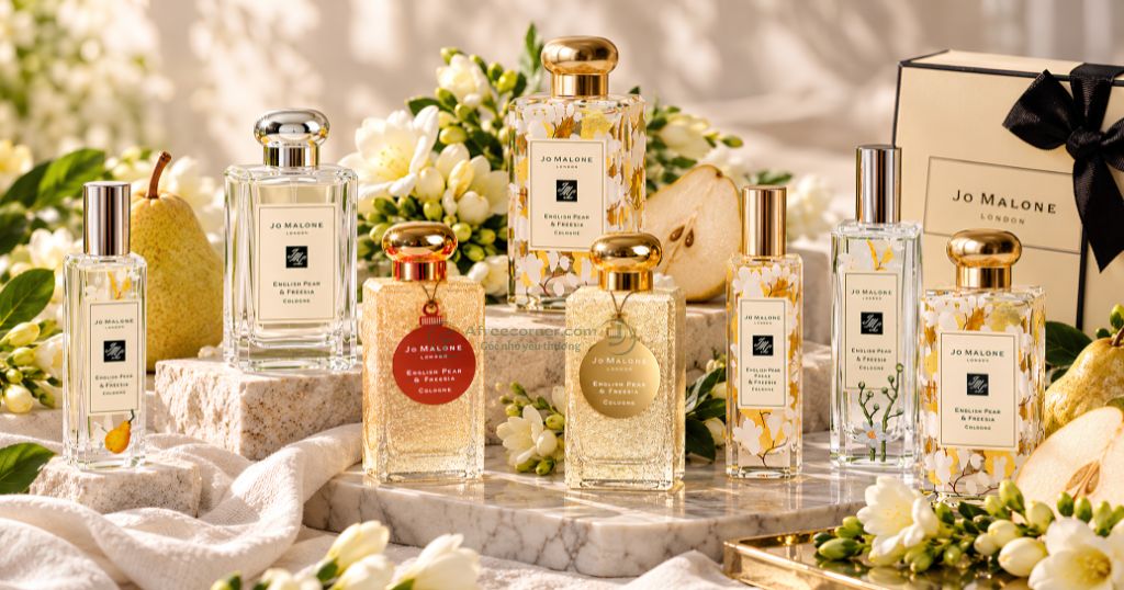 Nước hoa Jo Malone English Pear & Freesia Cologne có nhiều phiên bản thiết kế khác nhau