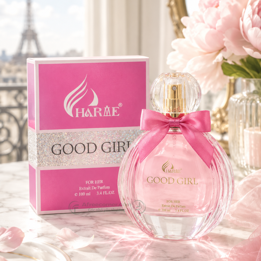 Nước hoa Charme Good Girl gây thiện cảm với chai màu hồng cùng chiếc nơ nổi bật