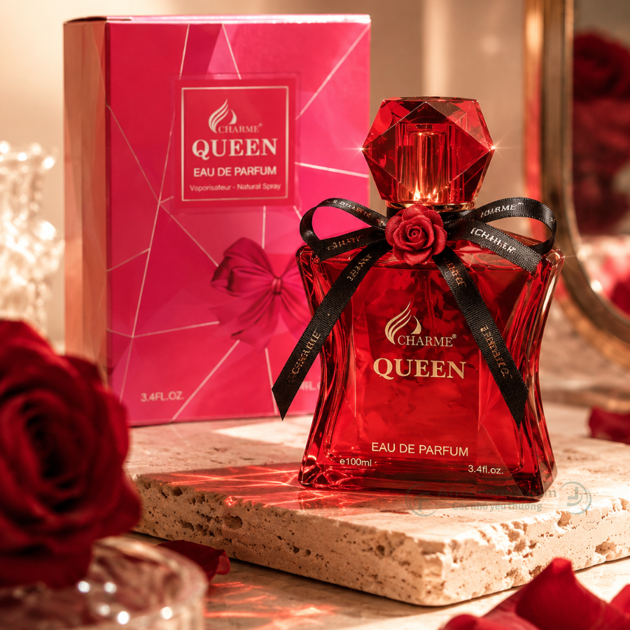 Nước hoa Charme Queen đã mang một vẻ khá nổi bật với sắc đỏ đặc trưng