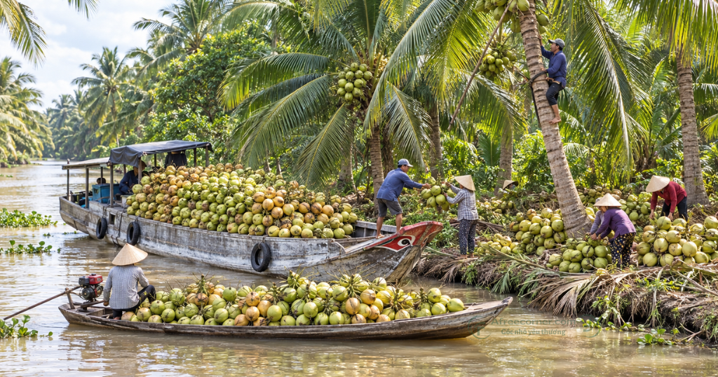 Bến Tre có khoảng 80.000 ha trồng dừa và là một trong những vùng dừa lớn nhất cả nước