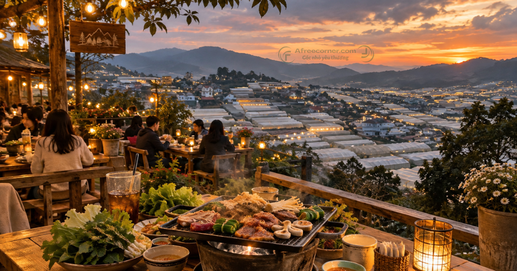 Những quán nướng có view nhà lồng cũng là điểm đến được yêu thích khi đi du lịch Đà Lạt