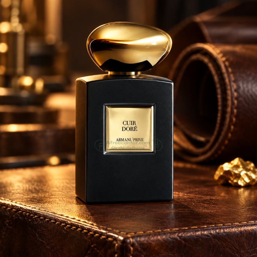 Nước hoa Armani Privé Cuir Doré lại có sức hút từ sự đối lập giữa da thuộc và vani