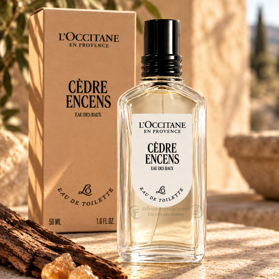 Nước hoa L'Occitane Cèdre Encens mang hương gỗ, gia vị và chút khói nam tính đặc trưng
