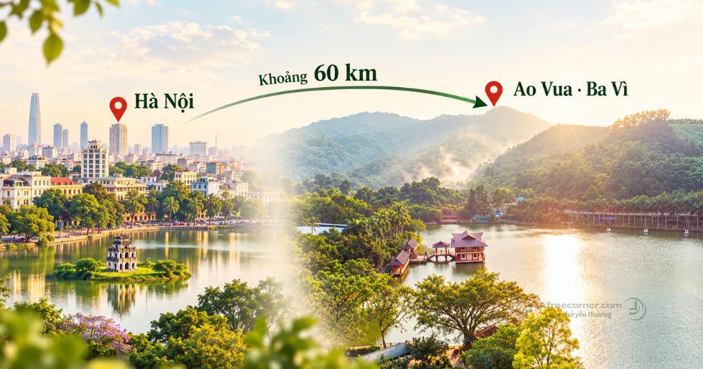 Khu du lịch Ao Vua nằm ở thôn Yên Hồng, xã Suối Hai, thành phố Hà Nội, dưới chân núi Tản Viên