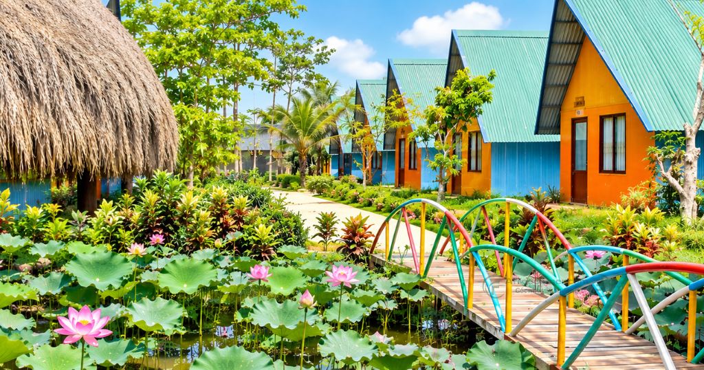 Khu du lịch sinh thái Hoàng Hảo có không gian xanh để vui chơi, ăn uống và thư giãn
