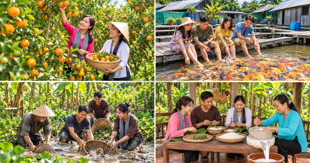 Nằm trên sông Hậu, cồn Sơn phù hợp với những ai muốn khám phá cuộc sống miệt vườn