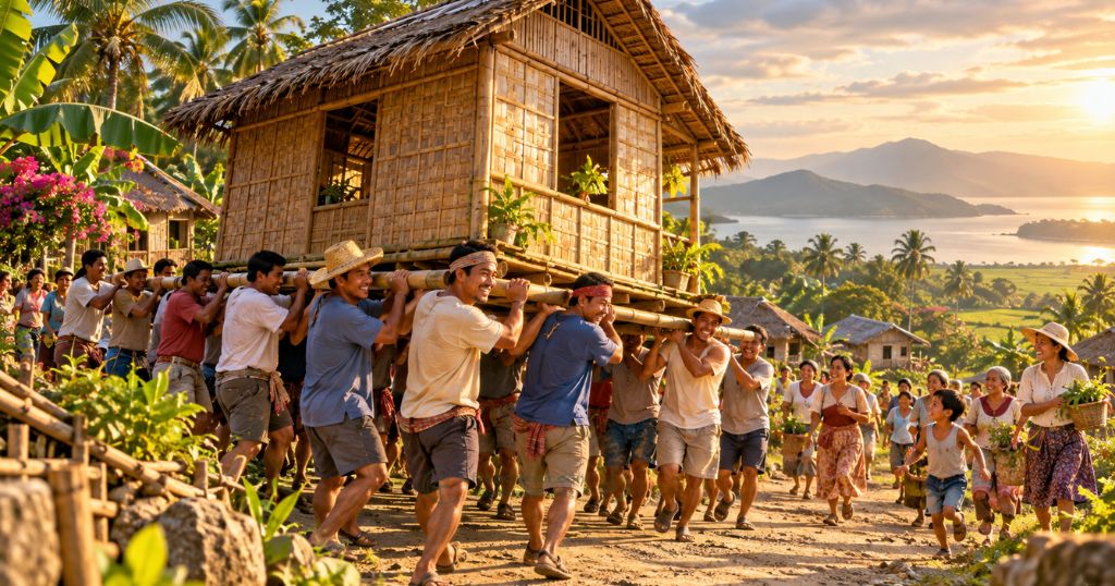 Hình ảnh cả làng cùng khiêng nhà và câu chuyện về tinh thần đoàn kết
