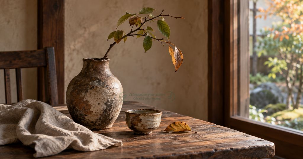 Wabi-sabi thường gắn với sự giản dị, vẻ đẹp không hoàn hảo và những dấu vết hình thành theo thời gian
