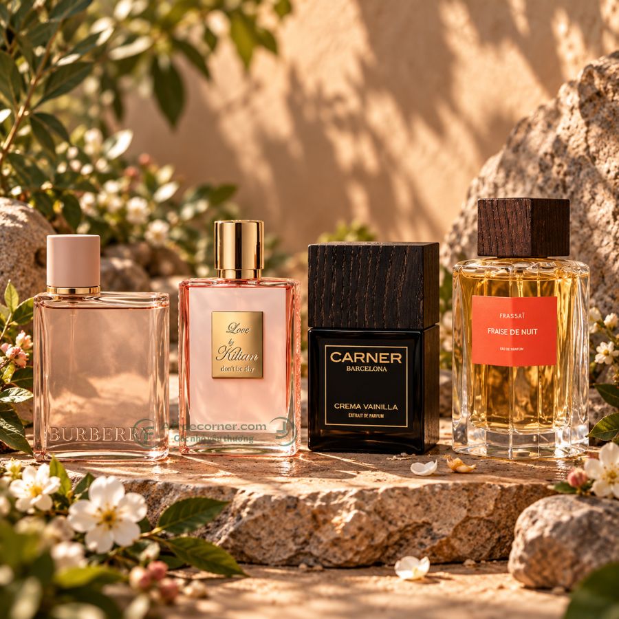 Frassaï Fraise de Nuit khác biệt khi kết hợp dâu tây cùng cỏ hương bài với sắc thái gỗ và đất mộc mạc