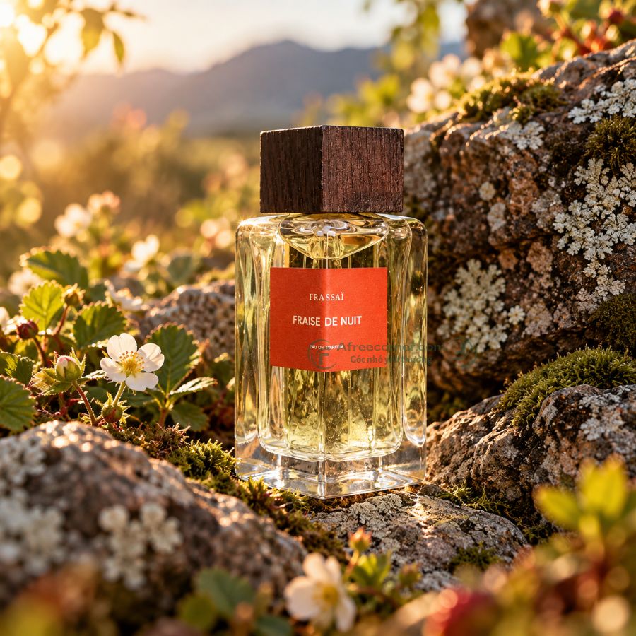 Nước hoa Frassaï Fraise de Nuit gợi liên tưởng đến những trái dâu chín đỏ, căng mọng với vị ngọt tự nhiên