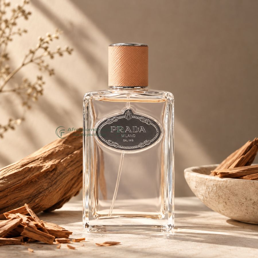 Nước hoa Prada Infusion de Santal Chai sử dụng kiểu dáng chai vuông vức, tối giản và hơi hướng cổ điển