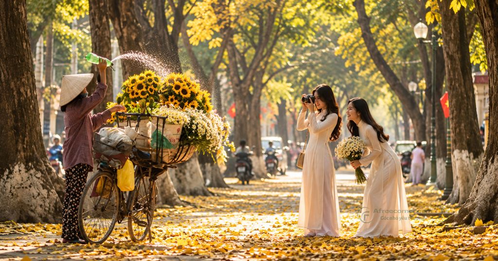 Mùa thu là lúc Hà Nội trở nên dịu dàng và thơ mộng hơn bao giờ hết với trời trong xanh, nắng hanh vàng